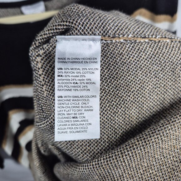 Chicos Sweater Womens M Black Brown Knit Pullover Tunic Length 3/4 Sleeve Top - Picture 6 of 7